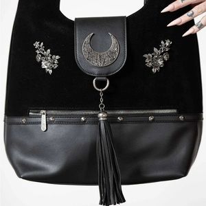 Killstar Astral Aura Crescent Moon Floral Tassle Gothic Shoulder purse